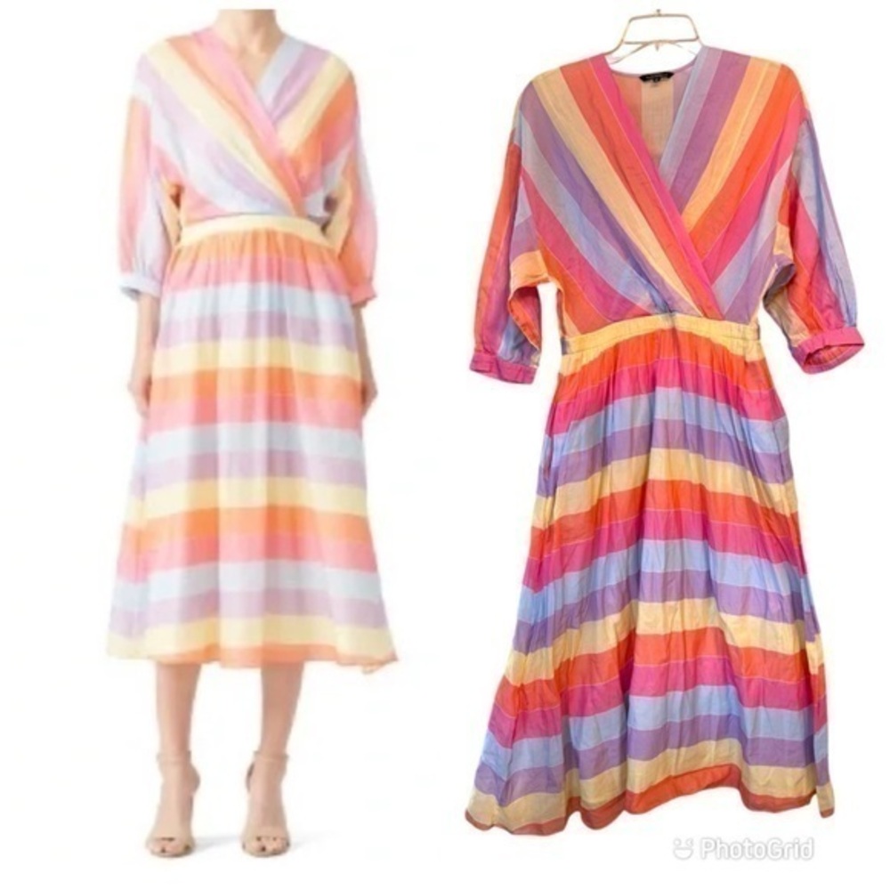 Tara Jarmon Stripey Midi Dress size 8. (38 FR )